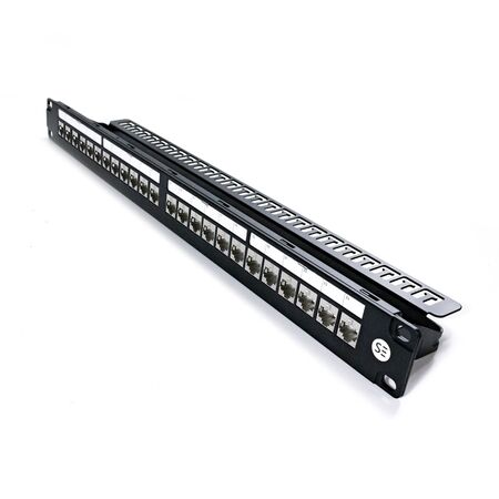 24 Port Shielded Cat6A Patch Panel | 10 Gigabit Support | Nickel Plated for Grounding | by SERVEREDGE