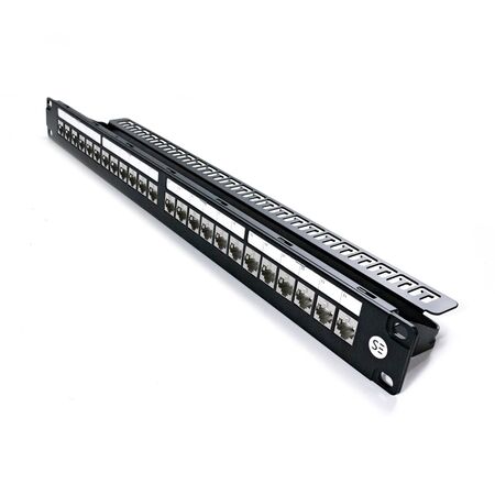 24 Port Shielded Cat6A 10 Gigabit Patch Panel | Metal Housing | EMI Reduction | by SERVEREDGE