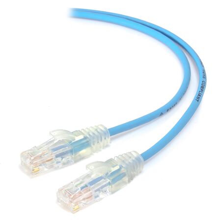 1m Blue Ultra Slim Cat6 Network Cable | 28AWG | 50u Gold Plated Connectors | UTP Design | by SERVEREDGE