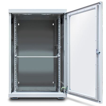 18RU Wall Mount Cabinet | Fully Assembled Hinged Frame | Steel Construction | Grey Finish | by SERVEREDGE
