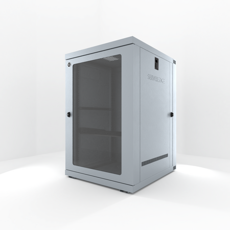18RU Wall Mount Cabinet | Fully Assembled Hinged Frame | Steel Construction | Grey Finish | by SERVEREDGE