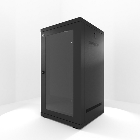 24RU Fully Assembled Wall Mount Cabinet | Locking Door & Adjustable Rails | Ideal for Limited Space | by SERVEREDGE