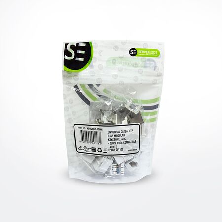 Universal Cat6A UTP RJ45 Modular Keystone Jack | Quick Tool Installation | 10 Gbps Data Rate | by SERVEREDGE