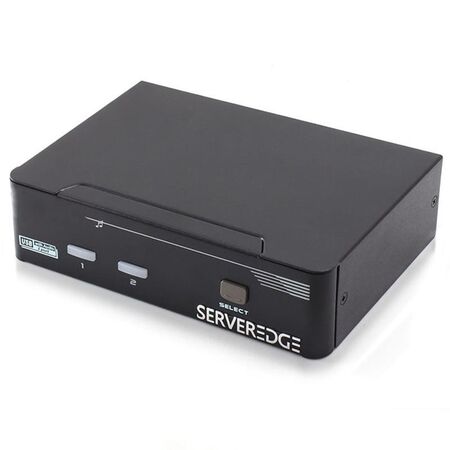 2-Port Dual Monitors DVI USB KVM Switch | Audio & Mic Support | Compact Design | by SERVEREDGE