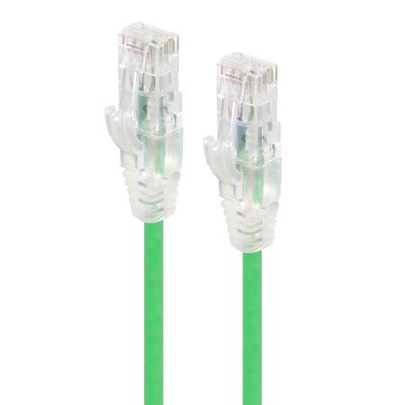1m Green Ultra Slim Cat6 Network Cable | 28AWG UTP | 50u Gold Plated Connectors | Flexible Design | by SERVEREDGE