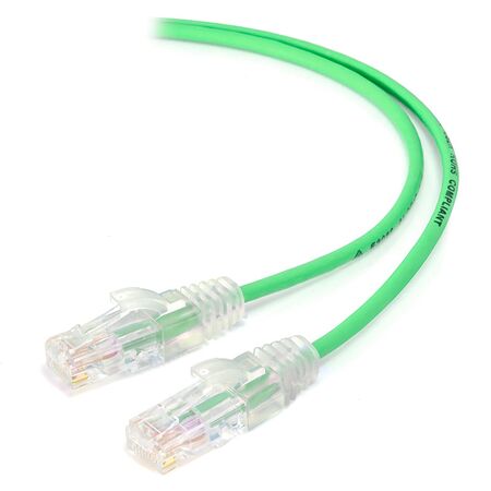 1m Green Ultra Slim Cat6 Network Cable | 28AWG UTP | 50u Gold Plated Connectors | Flexible Design | by SERVEREDGE