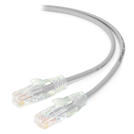 1m Grey Ultra Slim Cat6 Network Cable | 28AWG | 50u Gold Plated Connectors | Flexible Design | by SERVEREDGE