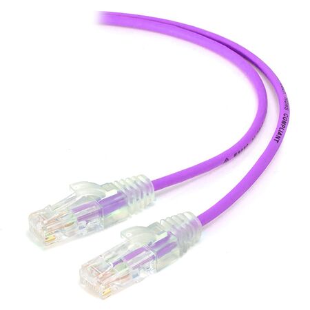 1m Purple Ultra Slim Cat6 Network Cable | 28AWG UTP | 50u Gold Plated Connectors | Flexible Design | by SERVEREDGE