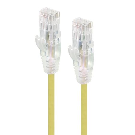 1m Yellow Ultra Slim Cat6 Network Cable | 28AWG | 50u Gold Plated Connectors | Flexible Design | by SERVEREDGE