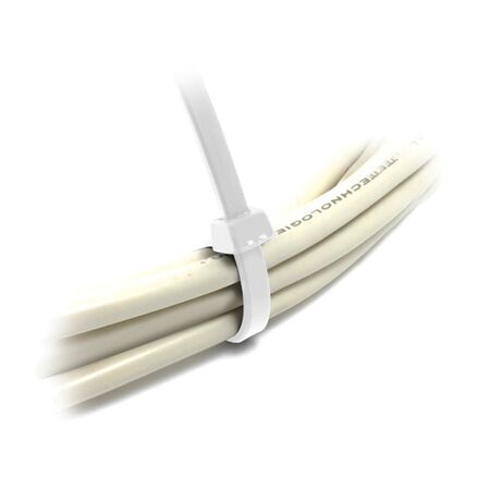 Nylon Cable Tie White | Durable Nylon Construction | 200mm x 4.8mm | @Bag of 100 | by SERVEREDGE