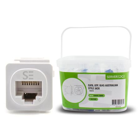 Cat6 UTP RJ45 Australian Style Jack | Compliant with AS/NZS Standards | UL 94V-O Flame Retardant | @Pack of 100 | by SERVEREDGE