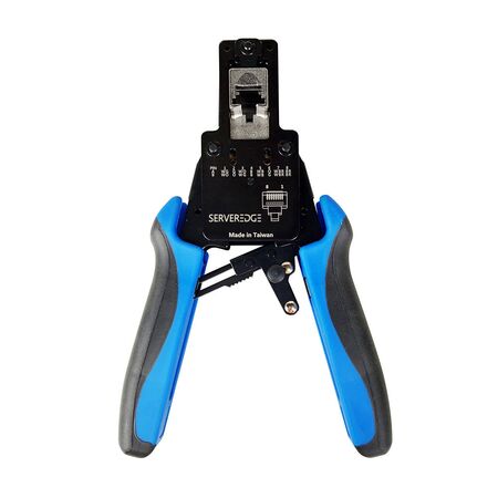 PT Series Premium Pass Through RJ45 Crimping Tool | Single Cycle Crimp & Trim | Precision Cast Dies | by SERVEREDGE