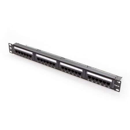 24 Port CAT5e Patch Panel | 1RU Rack Mount | UTP Design | Includes Cable Management | by SERVEREDGE