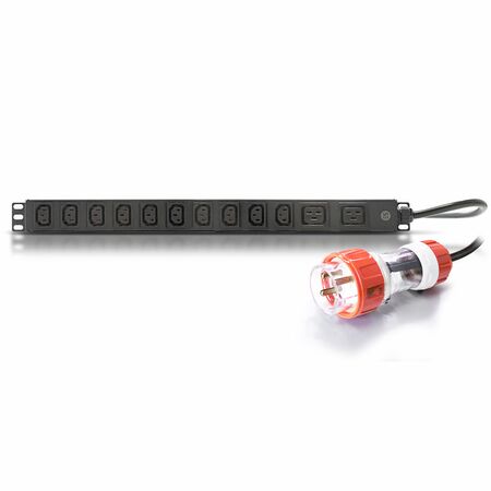 12 Port PDU | 10 x C13 & 2 x C19 Outputs | 32A Input Plug | Vertical Rack Mount | by SERVEREDGE