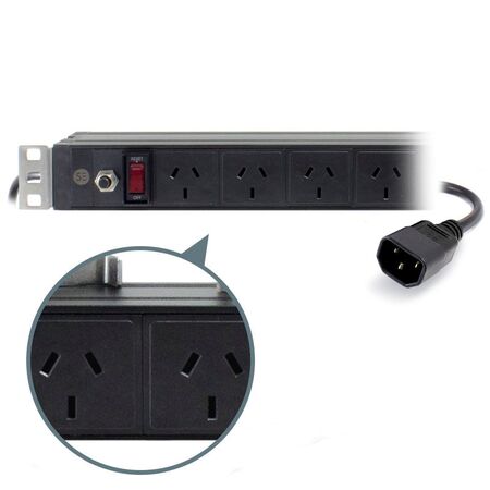 8 Port PDU Power Distribution Unit | 3 Pin AUS GPO Outputs | 10A Current Rating | 2m Cable Length | by SERVEREDGE