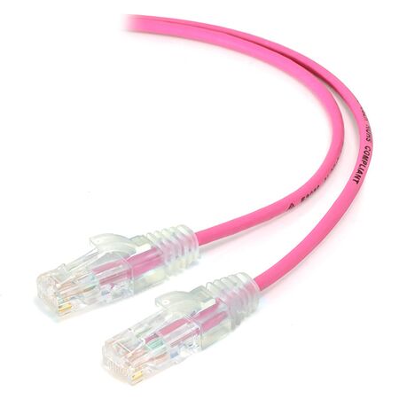 2m Pink Ultra Slim Cat6 Network Cable | 28AWG | 50u Gold Plated Connectors | Flexible Design | by SERVEREDGE