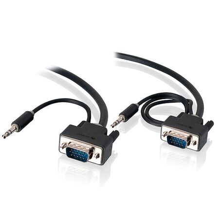 5m Pro Series Slim Flexible VGA Cable | Male to Male | Includes 80cm & 30cm 3.5mm Audio Cables | Ferrite Core | by SERVEREDGE