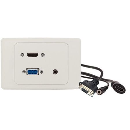 HDMI VGA 3.5mm Audio Wall Plate | High-Definition & Analog Support | White Finish | by SERVEREDGE