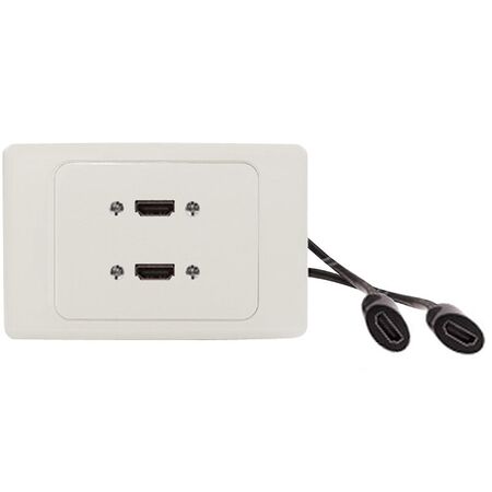 HDMI Wall Plate | 2 HDMI Ports | Horizontal Design | White Finish | by SERVEREDGE