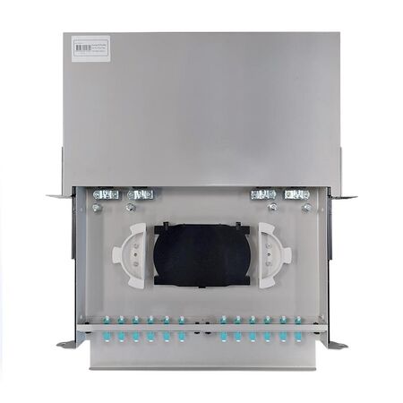 LC OM4 24 Port 1RU Fibre Sliding Patch Panel | Splice Cassette & Protector | Easy Maintenance | by SERVEREDGE