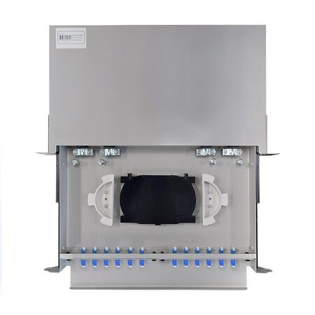 LC OS2 24 Port 1RU Fibre Sliding Patch Panel | Splice Cassette & Protector | Rack Mounting Kit | by SERVEREDGE
