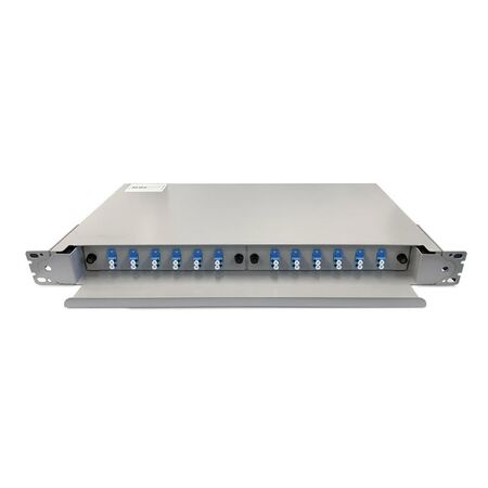 LC OM4 24 Port 1RU Fibre Sliding Patch Panel | Splice Cassette & Protector | Easy Maintenance | by SERVEREDGE