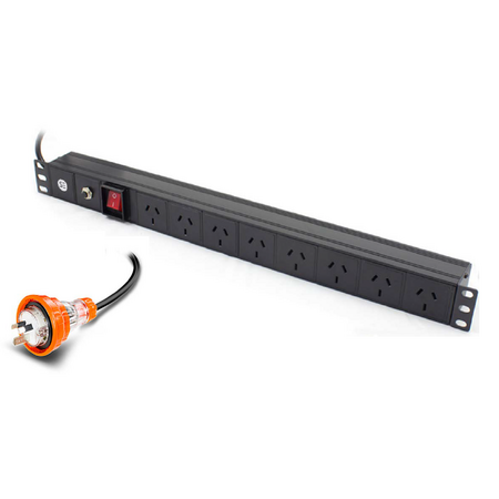 8 Port Power Distribution Unit | 3 Pin Aus GPO Outputs | Captive 15A Plug | by SERVEREDGE