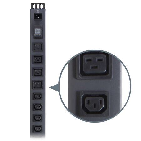 20 Port Metered Vertical PDU | 16 IEC C13 & 4 IEC C19 Outputs | Local Current Monitor | 20A Input | by SERVEREDGE