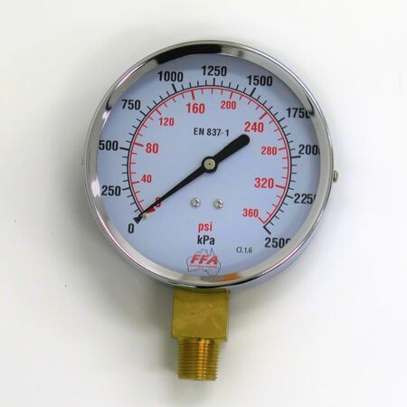 Hydrant Pressure Gauge | Dry Type 55mm Dial | Up to 1000kPa | 1/4 inch PT Thread | by Fire Factory Australia