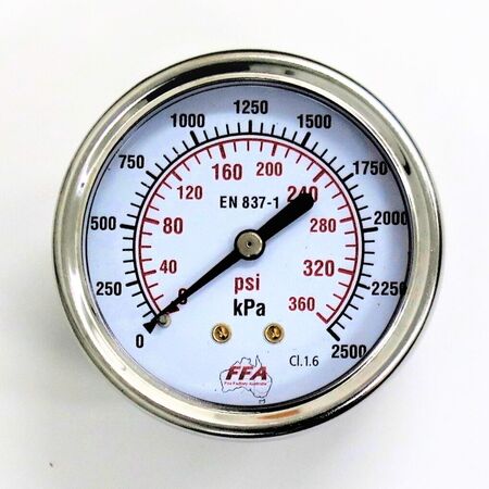 Hydrant Pressure Gauge | Dry Type 55mm Dial | Up to 1000kPa | 1/4 inch PT Thread | by Fire Factory Australia