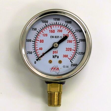 Hydrant Pressure Gauge | Dry Type 55mm | Up to 1000kPa | 1/4 inch PT Thread | by Fire Factory Australia