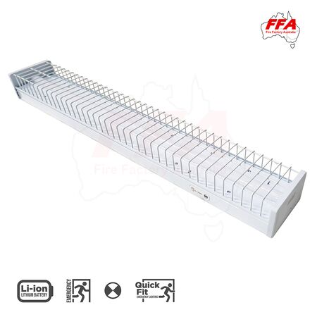 4 Foot LED Emergency Light | 20W Bright Illumination | Protective Wire Guard | Lithium Battery | by Fire Factory Australia