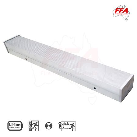 4 Foot LED Emergency Light | Dual 20W Lamps | Lithium Battery Backup | Ceiling or Wall Mountable | by Fire Factory Australia