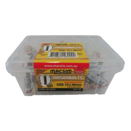 Mason Bolts Hex Head 10mm x 40mm | Durable Construction | Pack of 50 | by Fire Factory Australia