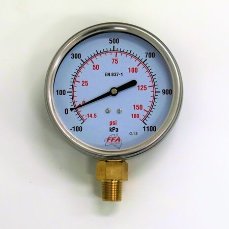 Hydrant Pressure Gauge | Dry Type 55mm Dial | Up to 1000kPa | 1/4 inch PT Thread | by Fire Factory Australia