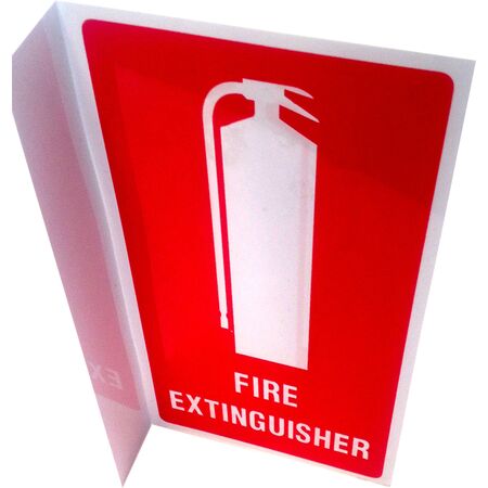 Fire Extinguisher Angled Location Sign | Medium Size | Durable Plastic or Metal | Complies with Fire Safety Standards | by Fire Factory Australia