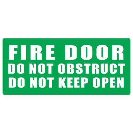 Fire Door Do Not Obstruct Sign | Green Background | Durable Plastic | High Visibility | by Fire Factory Australia
