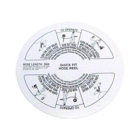 Fire Hose Reel Instruction Disc | 31.5cm Diameter | Weather-Resistant Plastic | High Visibility | by Fire Factory Australia