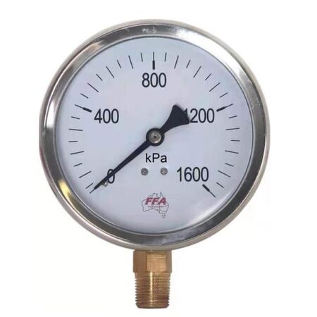Hydrant Pressure Gauge | 110mm Dial Size | Up to 1600kPa | Dry Type | 3/8 inch PT Thread | by Fire Factory Australia