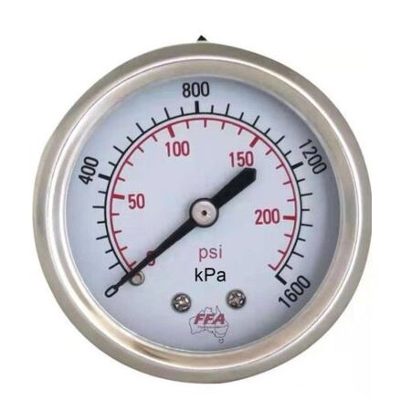 Hydrant Pressure Gauge | Dry Type 55mm Dial | Up to 1600kPa | Rear Entry Connection | by Fire Factory Australia
