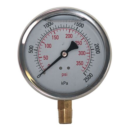Hydrant Pressure Gauge | Liquid Filled | 110mm Dial Size | Up to 2500kPa | 3/8 inch PT Thread | by Fire Factory Australia