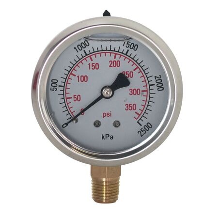 Hydrant Pressure Gauge | 70mm Liquid-Filled | Up to 2500kPa | 1/4 inch PT Thread | by Fire Factory Australia