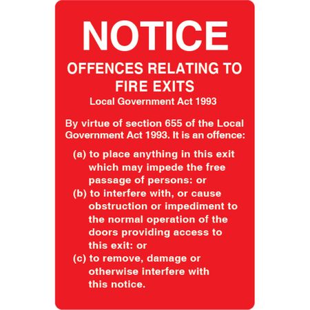 Fire Exit Notice Sign | Durable Plastic | Complies with Fire Safety Regulations | 155mm x 230mm | by Fire Factory Australia