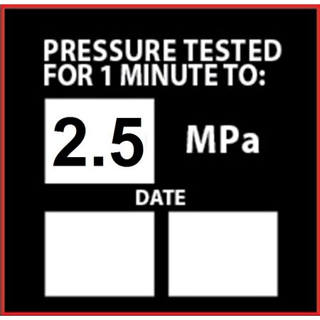 Pressure Test Sticker | 2.5MPa Rating | Durable Adhesive | Easy Application | by Fire Factory Australia
