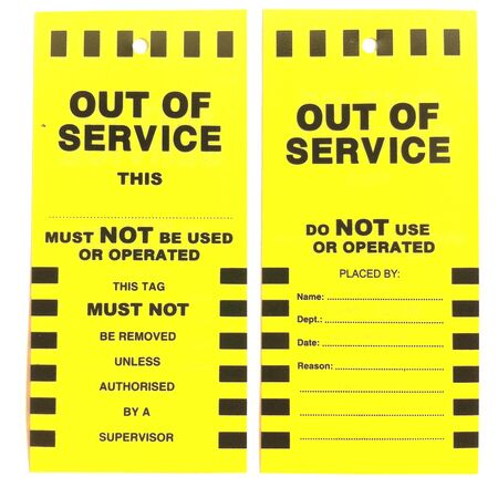 Service Tag - Out of Service | Durable Plastic | 172mm x 80mm | by Fire Factory Australia