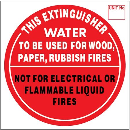 Water Extinguisher Identification Sign Sticker | Durable Weather-Resistant | 193mm x 193mm | by Fire Factory Australia