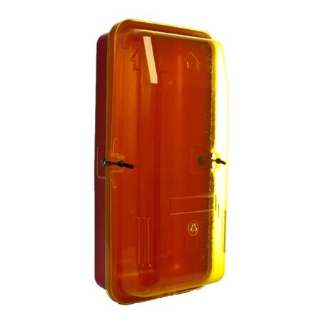 Plastic Extinguisher Cabinet | Durable Construction | Yellow Transparent Front Cover | Protects 4.5kg Extinguishers | by Fire Factory Australia