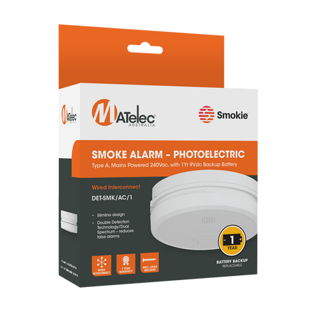 Type A Wired Interconnect Photoelectric Smoke Detectors - 240V