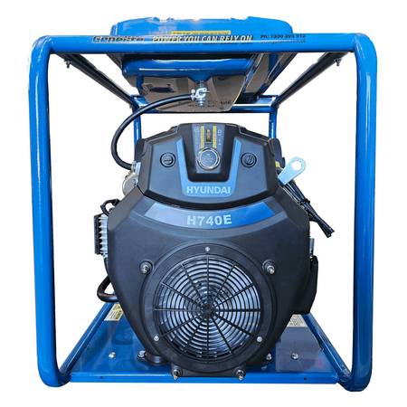 Hyundai H740E Portable Petrol Generator | Push Button Start | 25L Fuel Tank | Single or 3 Phase | by Genelite
