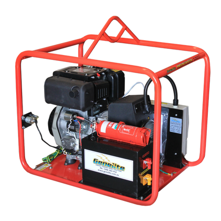 Portable Diesel Generator L100E | 5 kW Power Output | Key & Pull Start | Mine Spec Features | by Genelite